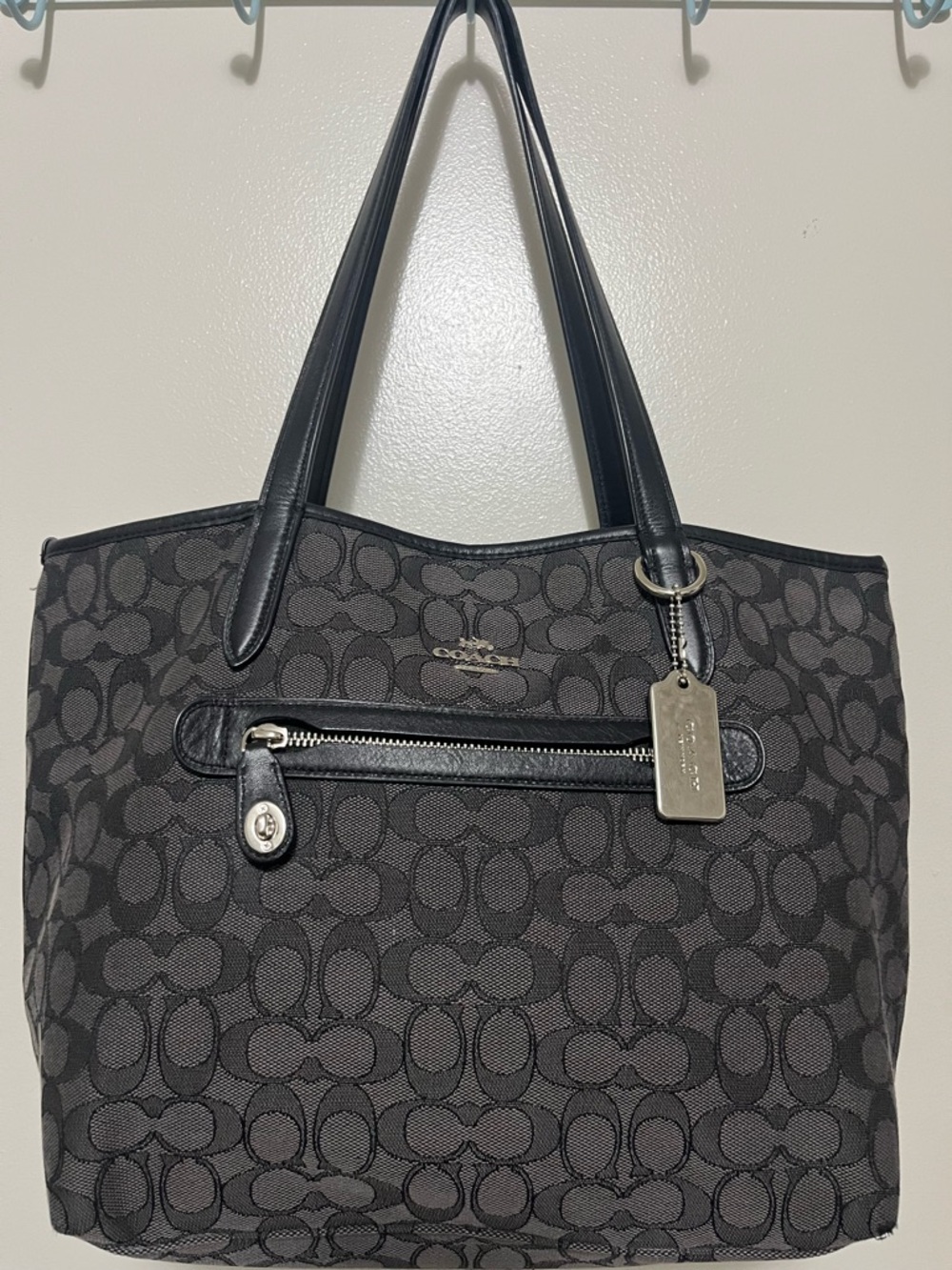 Coach Tote and Matching Wristlet in Charcoal and Black